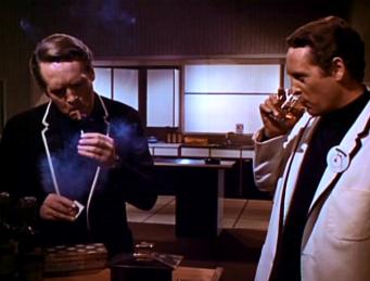 Although they didn't go all the way and have No.12 light No.6's cigarette, the split screen - particularly in the cottage - is most impressive for the time